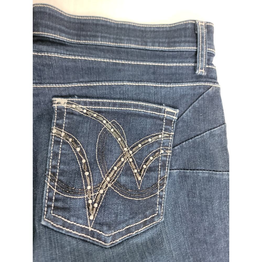 Wrangler Q-Baby Jeans Womens Junior Sz 11/12 Dark Wash Straight Wide Leg WRQ25 - Picture 8 of 8